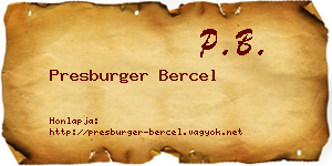 Presburger Bercel névjegykártya